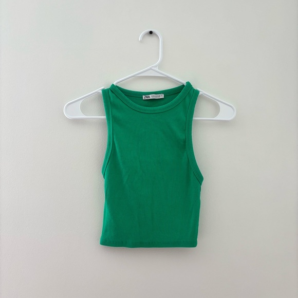 Zara Tops - Zara Green Ribbed Tank Top